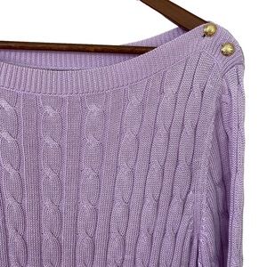 Ralph Lauren cable knit sweater with boat neckline and long  sleeves